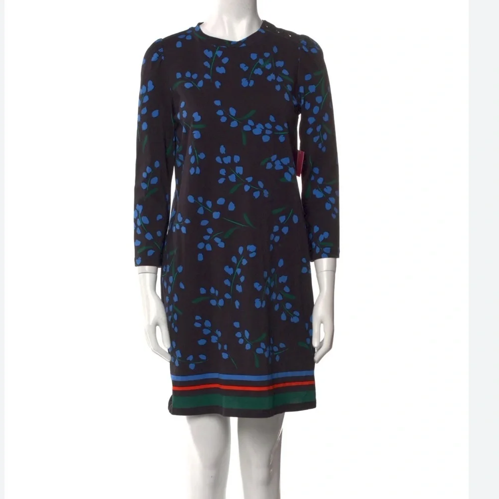 NWT Women's Kate Spade Floral Sea Breeze Tee Dress Black Blue Size